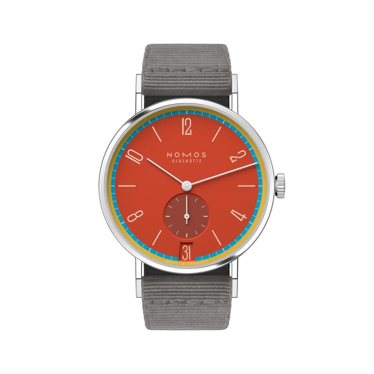 Unisex, Handaufzug,  NOMOS Glashütte Tangente 38 Datum Sportbunt  