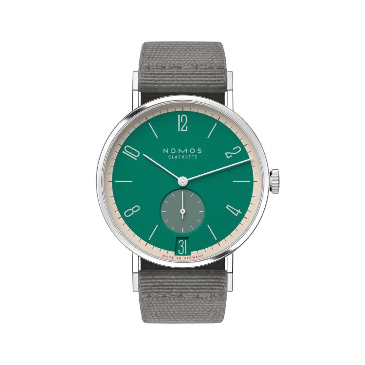 Unisex, Handaufzug,  NOMOS Glashütte Tangente 38 Datum Schlossgrün  