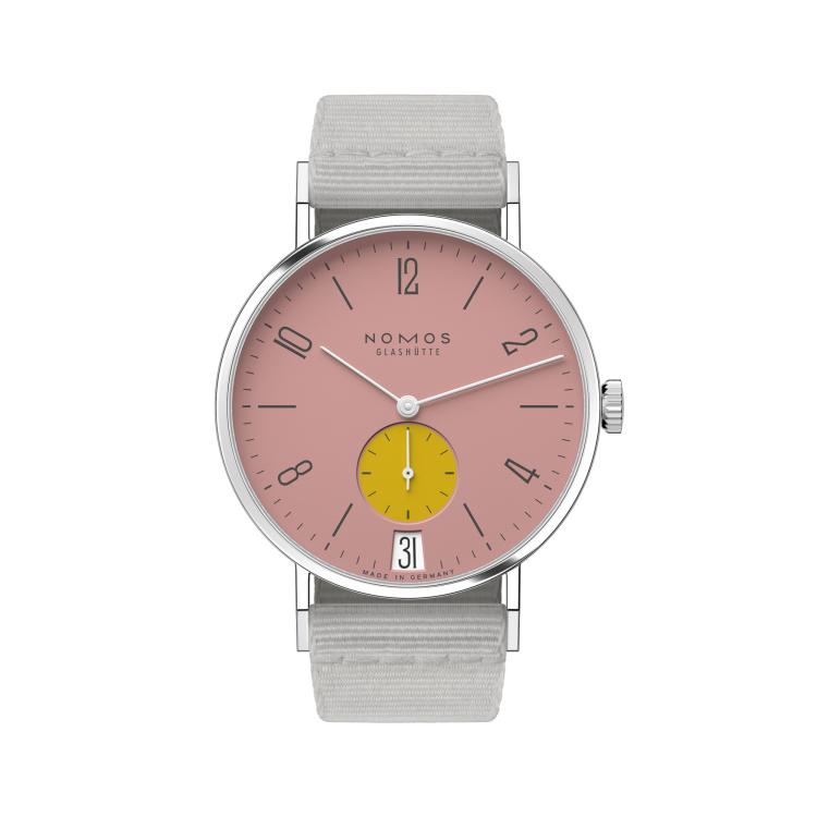 Unisex, Handaufzug,  NOMOS Glashütte Tangente 38 Datum Bubblegum  