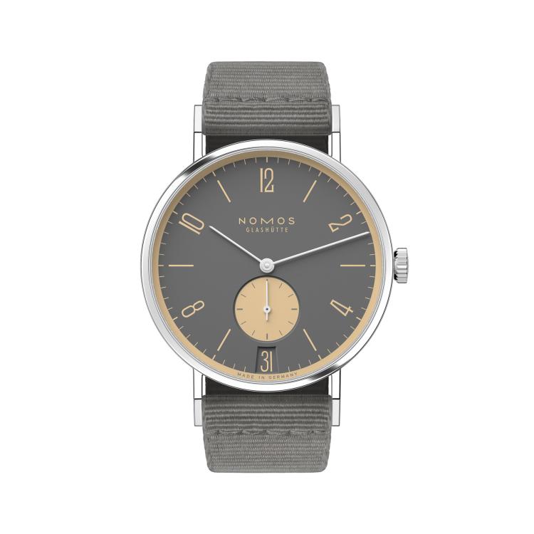 Unisex, Handaufzug,  NOMOS Glashütte Tangente 38 Datum Haifischgrau  